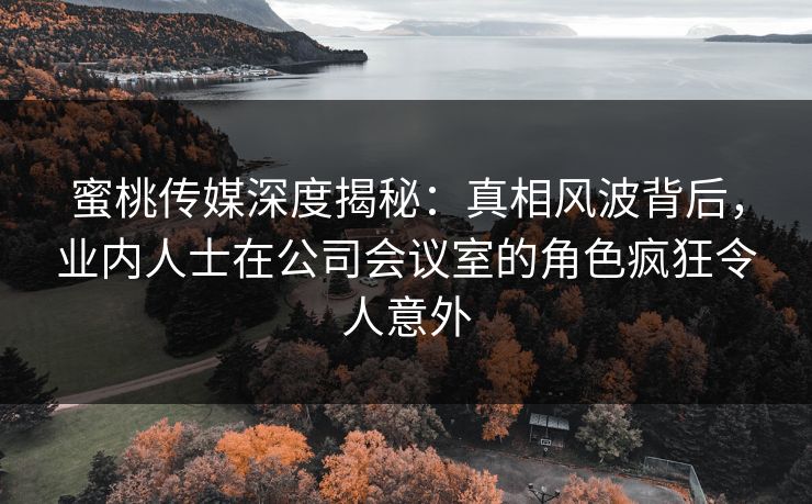 蜜桃传媒深度揭秘：真相风波背后，业内人士在公司会议室的角色疯狂令人意外