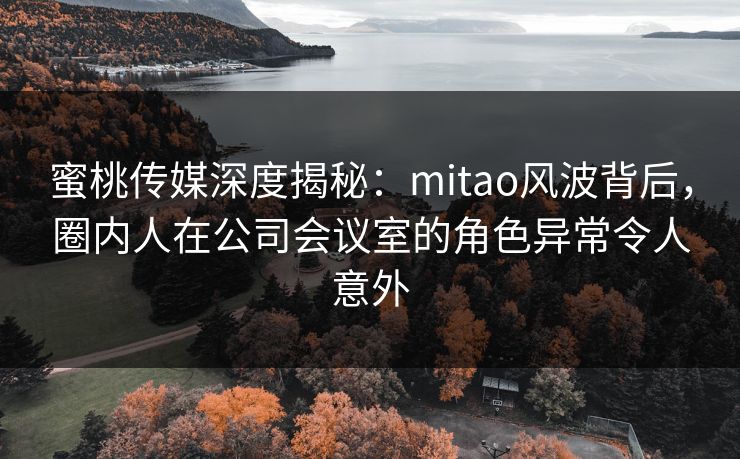 蜜桃传媒深度揭秘：mitao风波背后，圈内人在公司会议室的角色异常令人意外