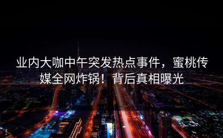 业内大咖中午突发热点事件，蜜桃传媒全网炸锅！背后真相曝光