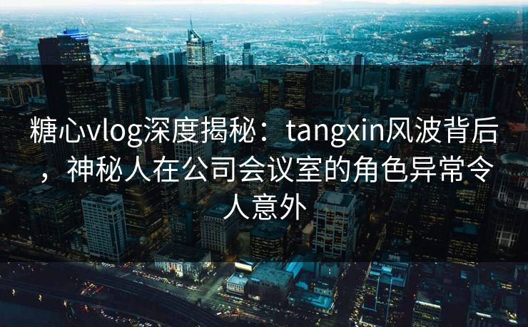 糖心vlog深度揭秘：tangxin风波背后，神秘人在公司会议室的角色异常令人意外