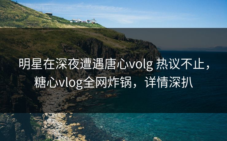 明星在深夜遭遇唐心volg 热议不止，糖心vlog全网炸锅，详情深扒